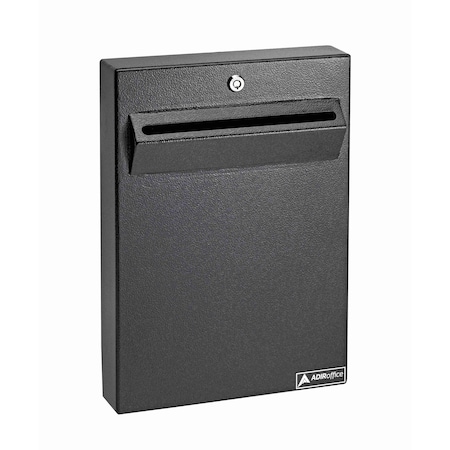 Adiroffice Black Large Wall Mounted Weatherproof Steel Drop Mailbox ADI631-14-BLK-MK
